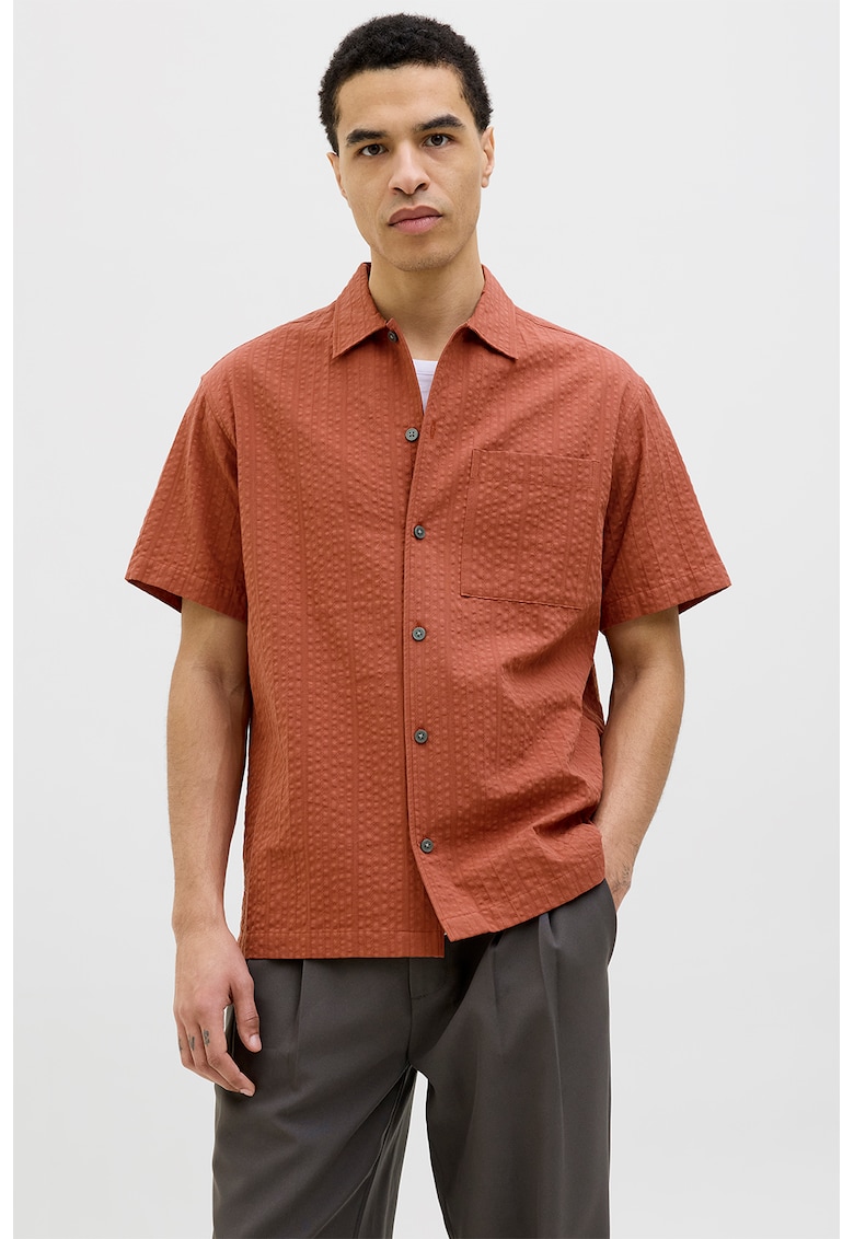 Camasa texturata relaxed fit - Portocaliu stins