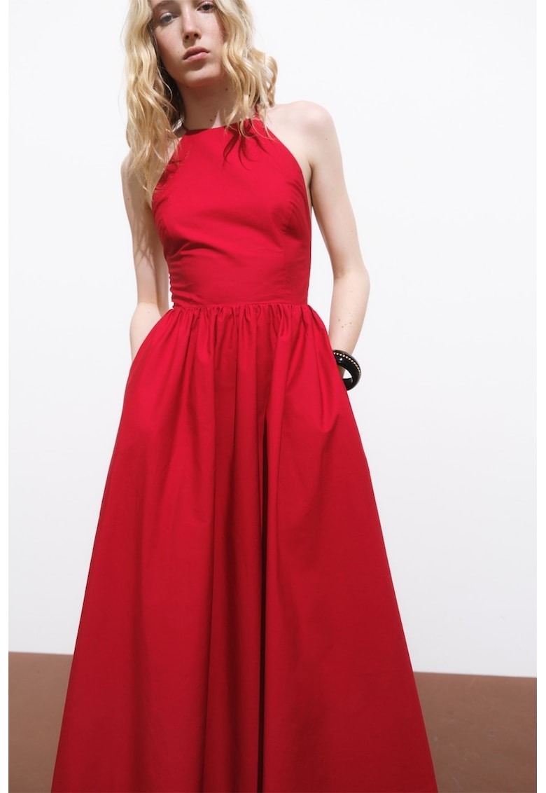 Rochie halter cu model uni - Rosu