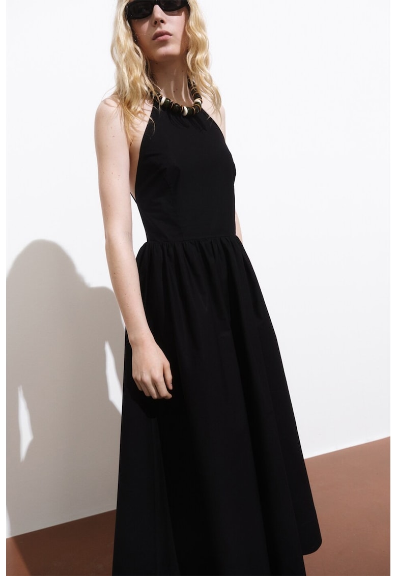 Rochie halter cu model uni - Negru