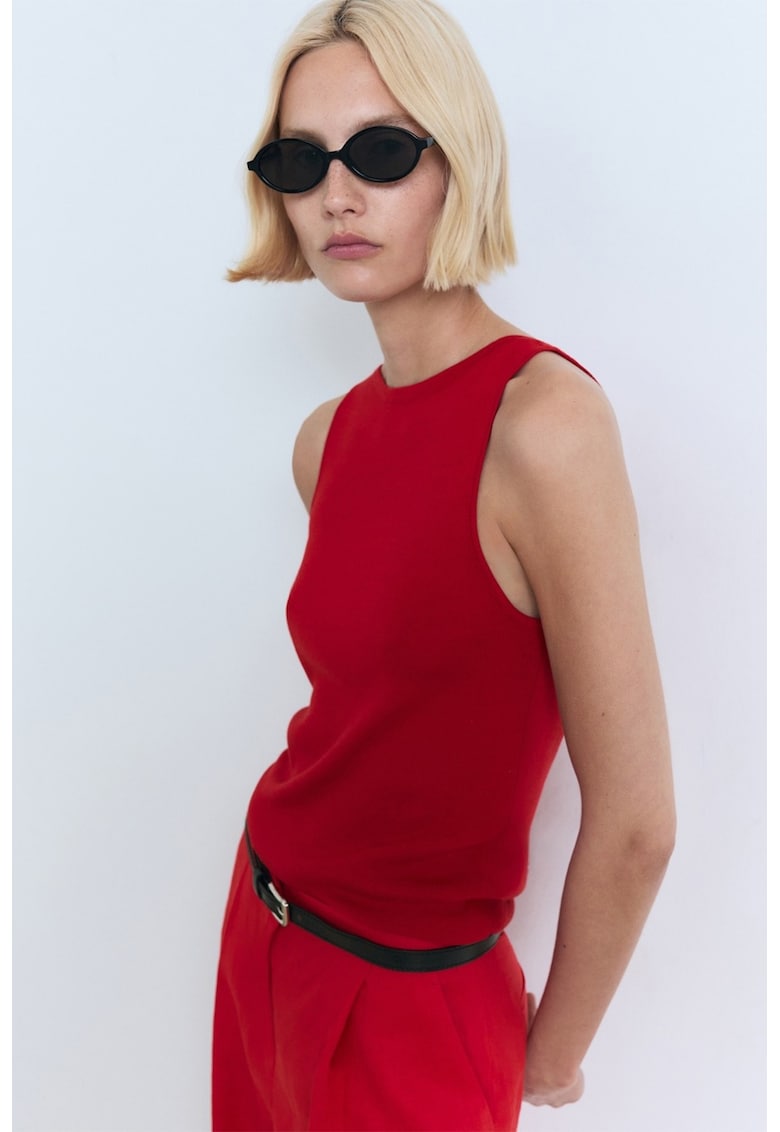 Top slim-fit cu model uni - Rosu