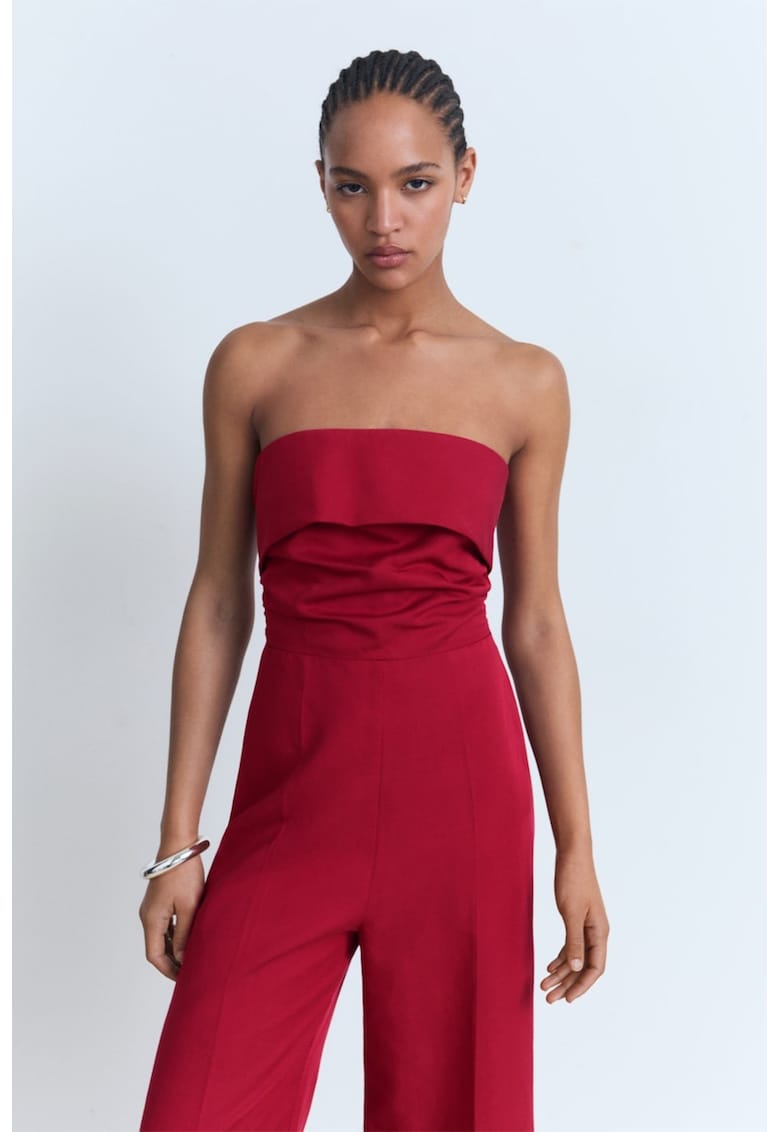 Salopeta din amestec de in cu decolteu pe umeri