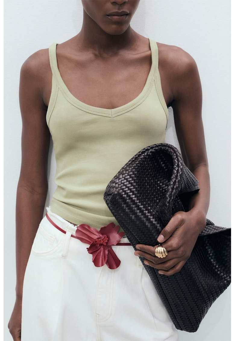 Top slim-fit - Verde pal