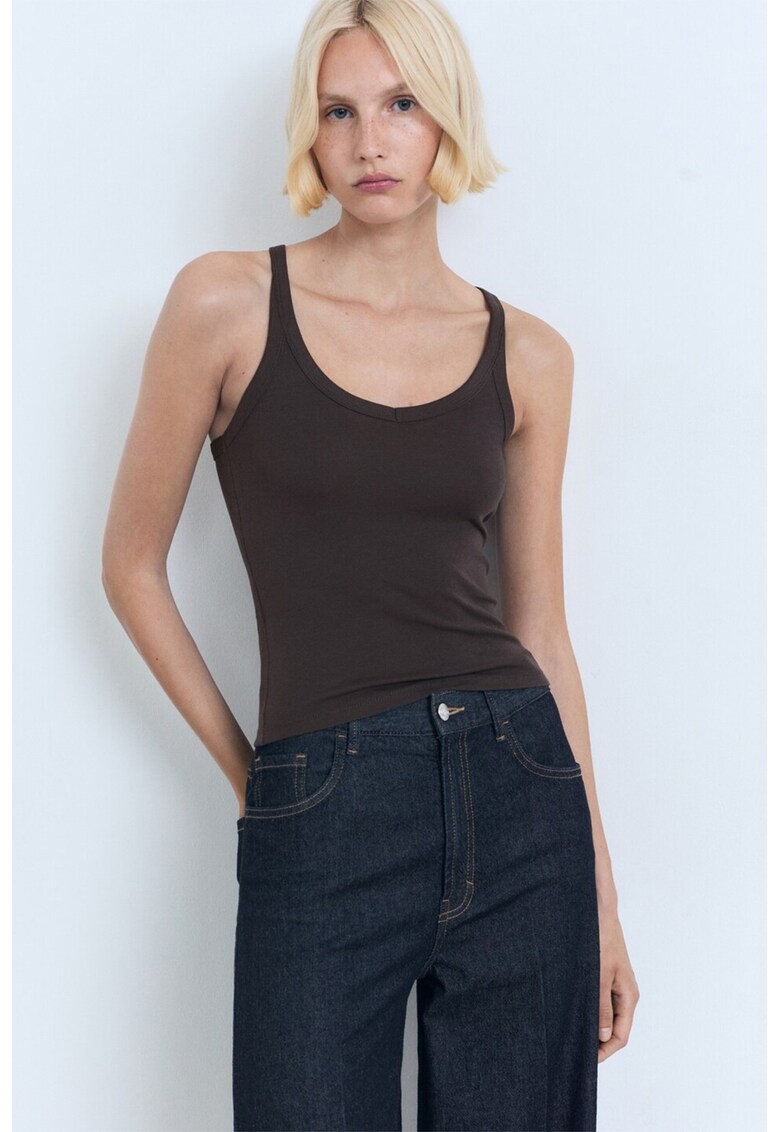 Top slim-fit - Negru stins