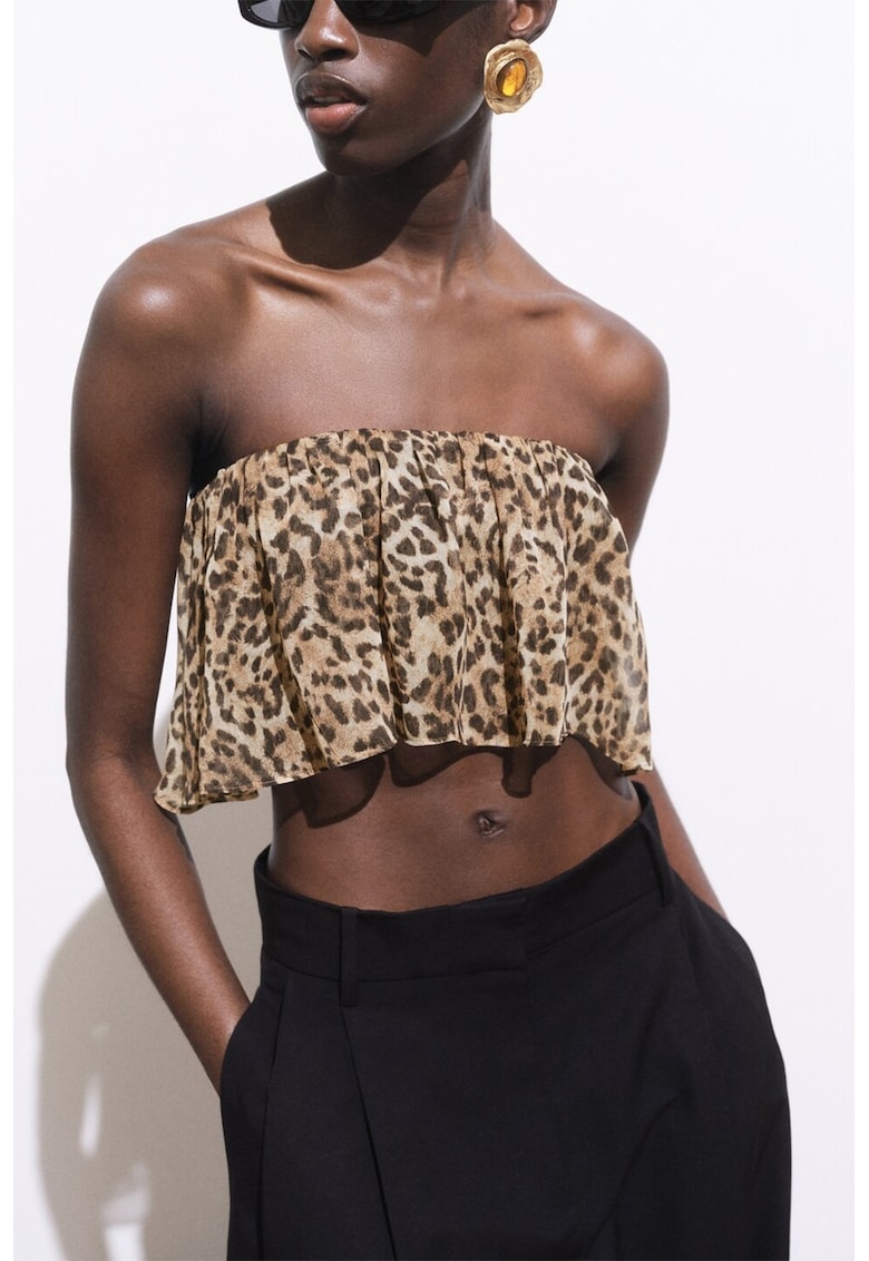 Top crop cu model animal print