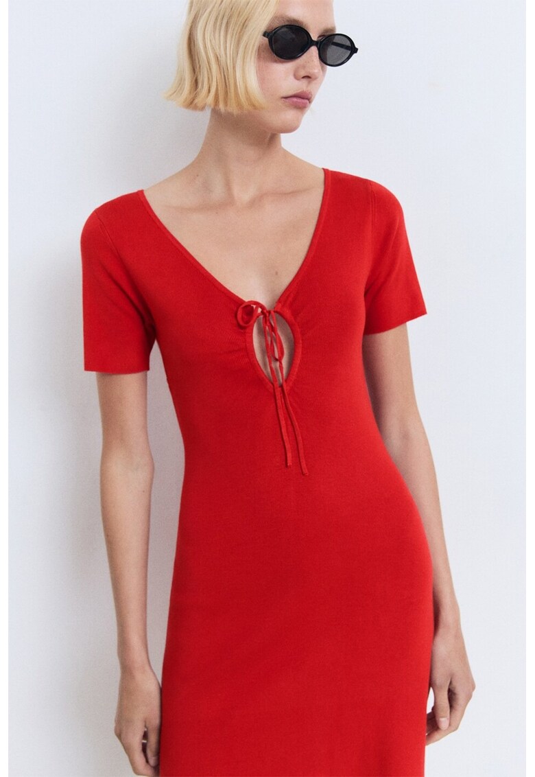 Rochie scurta cu decolteu in V - Rosu