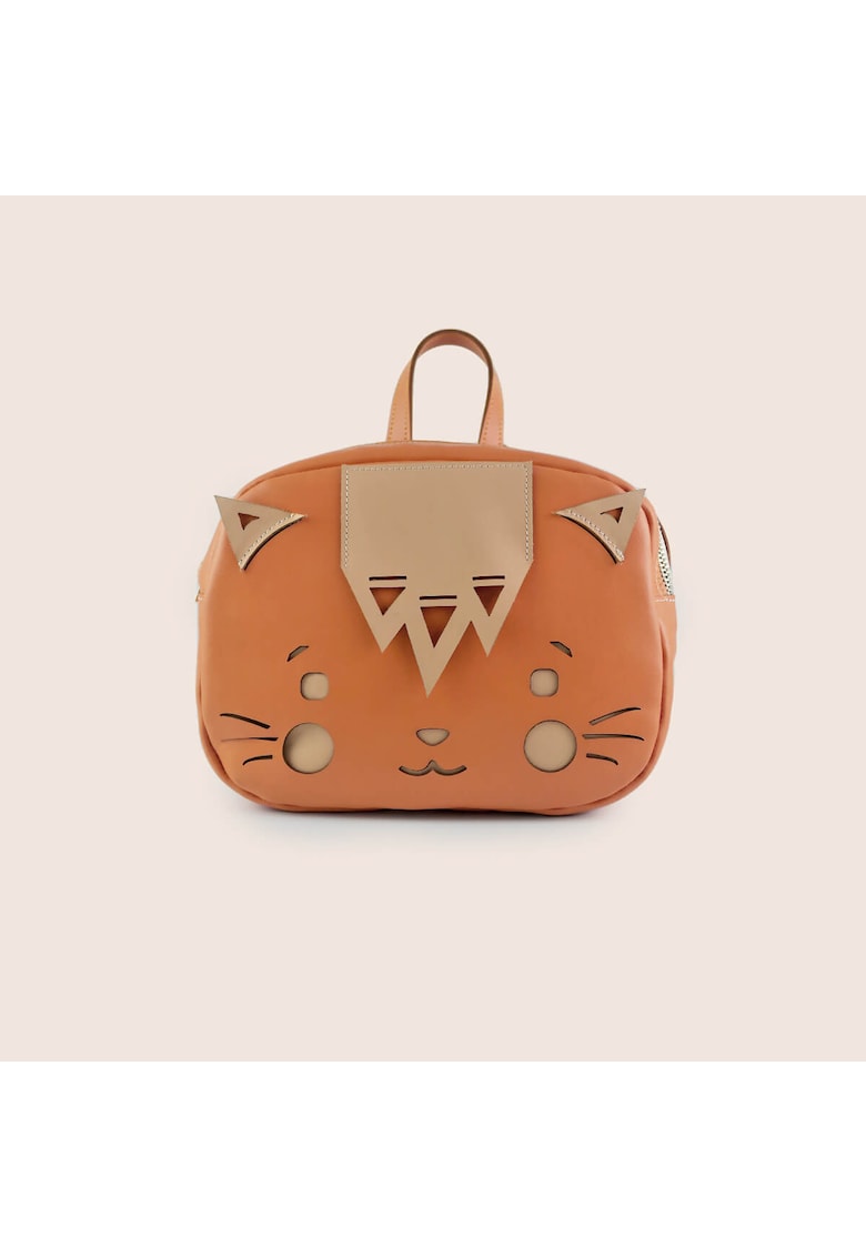 Ghiozdan din piele naturala - Mittens - Portocaliu