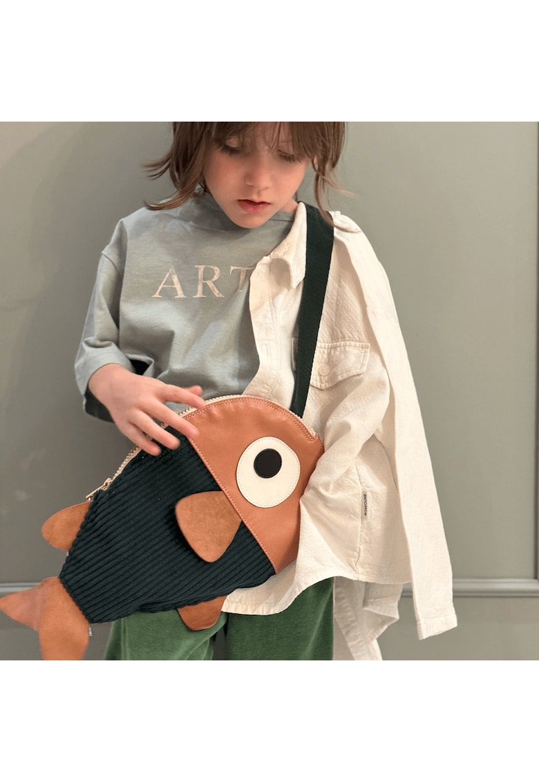 Borseta din piele naturala - Finny - Verde Sapin/Somon