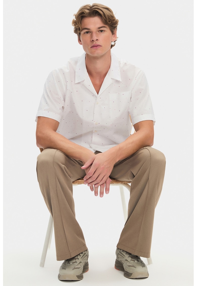 Camasa lejera din bumbac cu buzunar pe piept