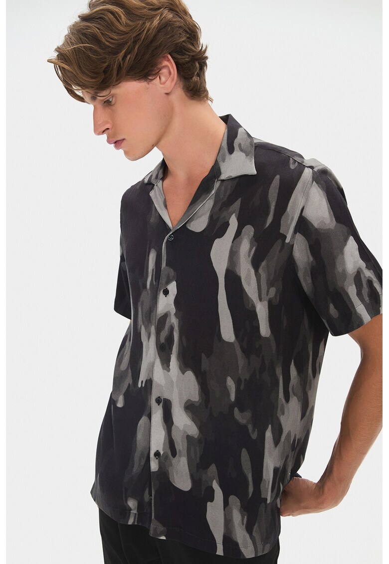 Camasa cu imprimeu grafic - Negru/Gri deschis