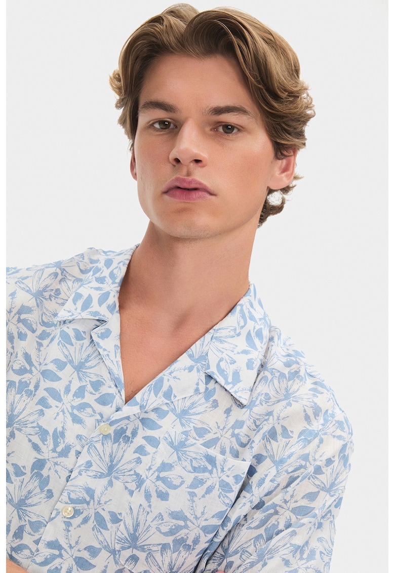 Camasa din in cu maneci scurte