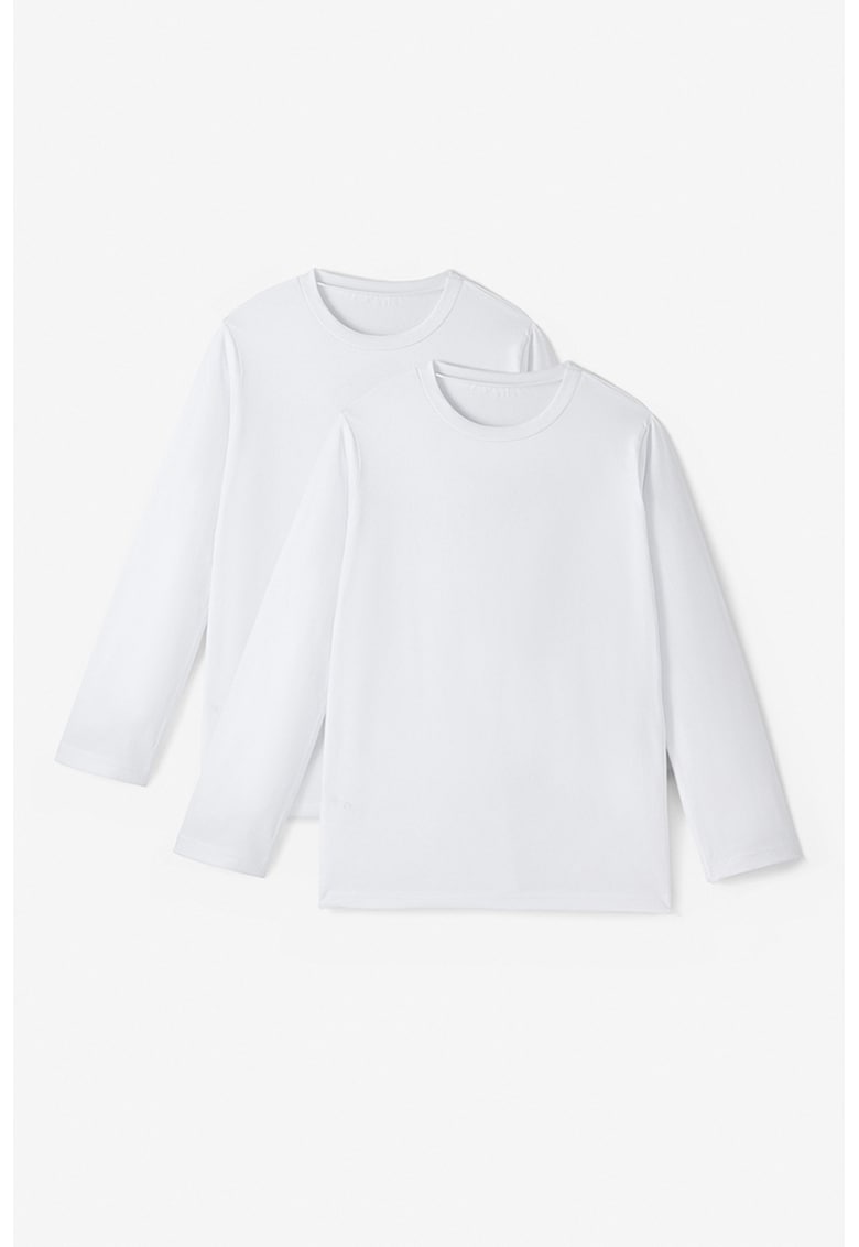 Set de bluze cu decolteu la baza gatului si model uni - 2 piese Set de bluze cu decolteu la baza gatului si model uni - 2 piese