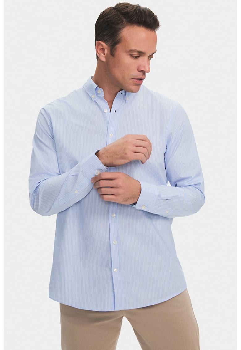 Camasa regular fit cu mansete - Albastru pastel/Alb optic