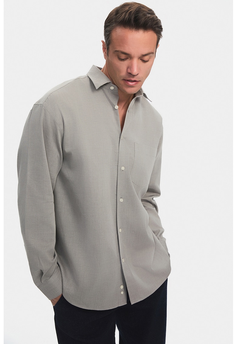 Camasa uni de bumbac - Gri deschis