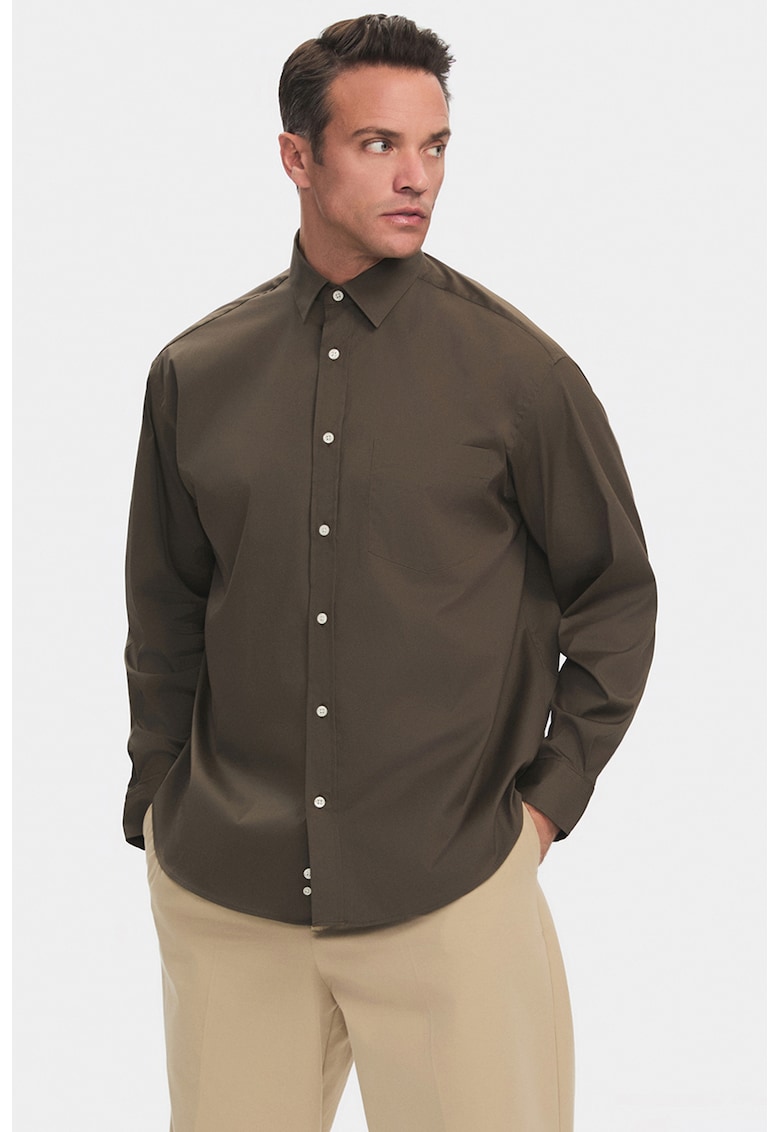 Camasa uni cu maneci lungi - Kaki