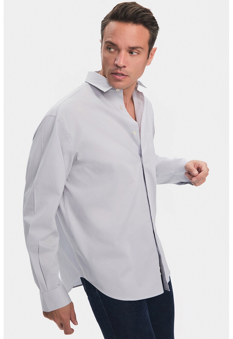 Camasa relaxed fit uni - Gri deschis