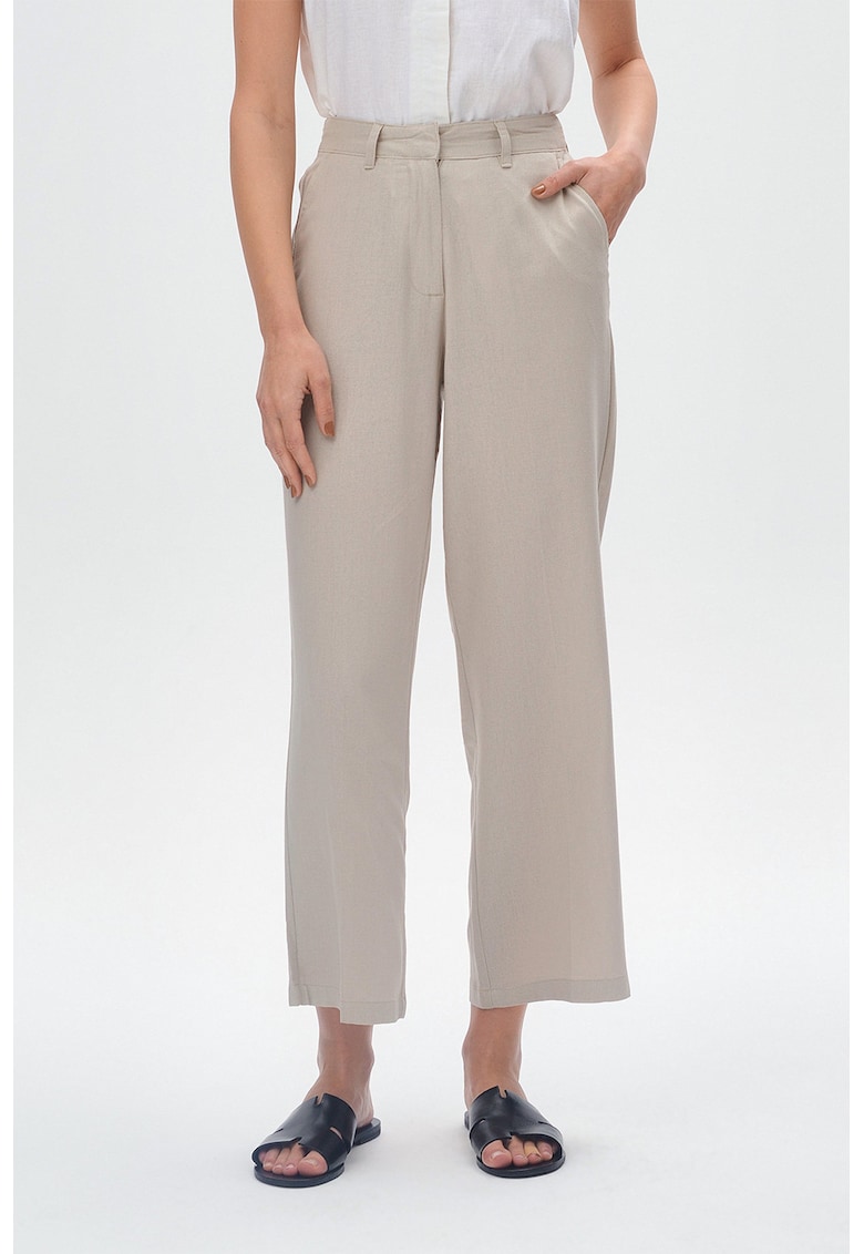 Pantaloni crop din amestec de in Pantaloni crop din amestec de in