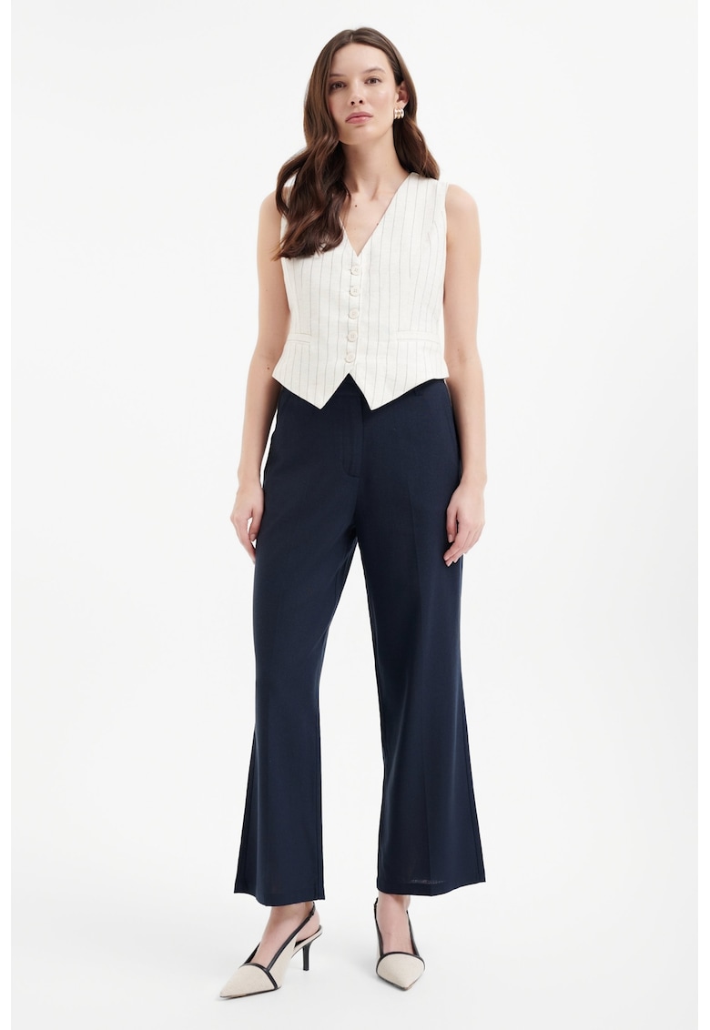 Pantaloni crop din amestec de in