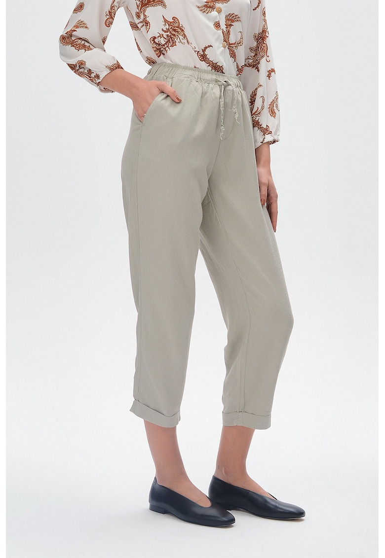 Pantaloni crop din amestec de in Pantaloni crop din amestec de in