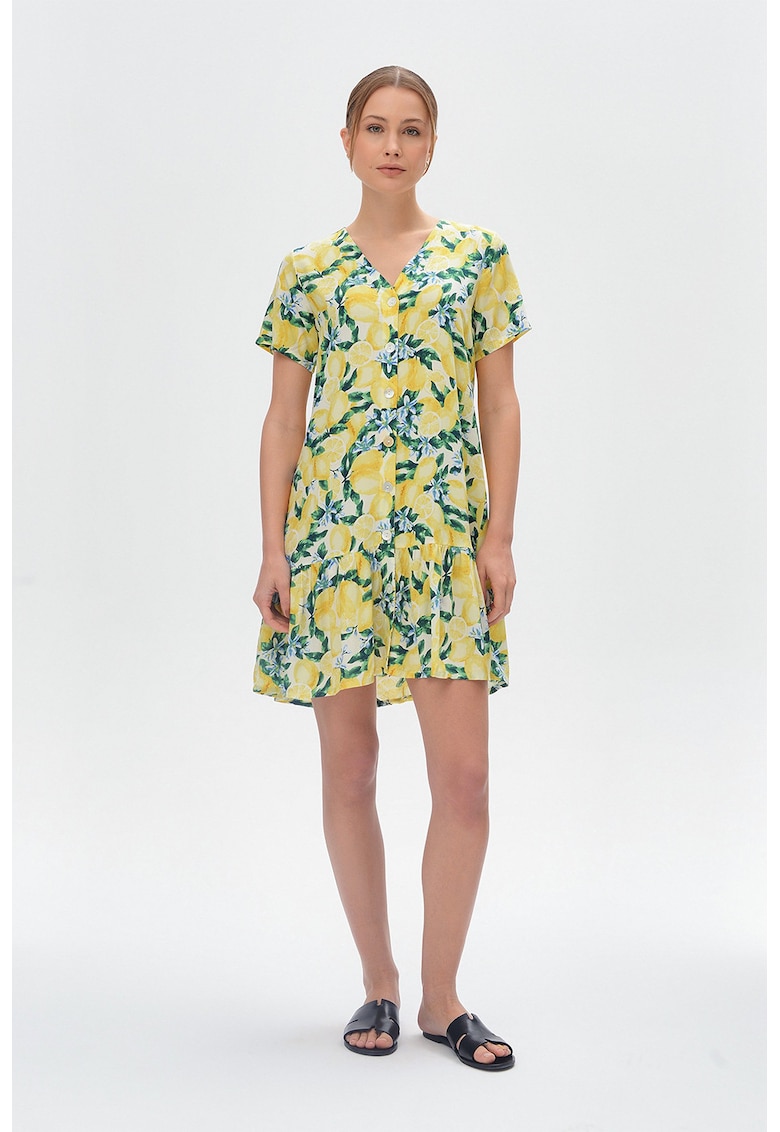 Rochie scurta cu decolteu in si nasturi