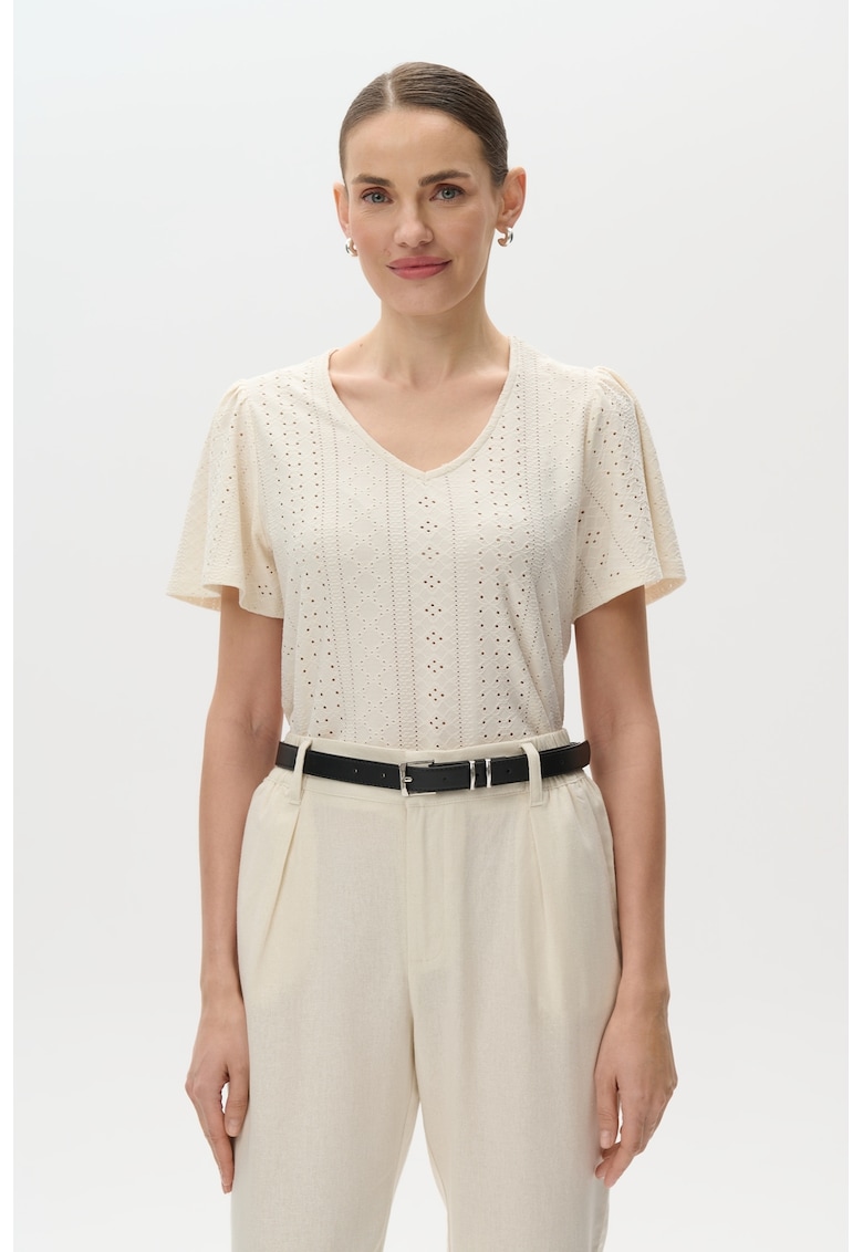Tricou cu decolteu in V si design de dantela Sangallo Tricou cu decolteu in V si design de dantela Sangallo