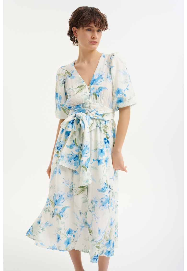 Rochie cu decolteu in V si model floral