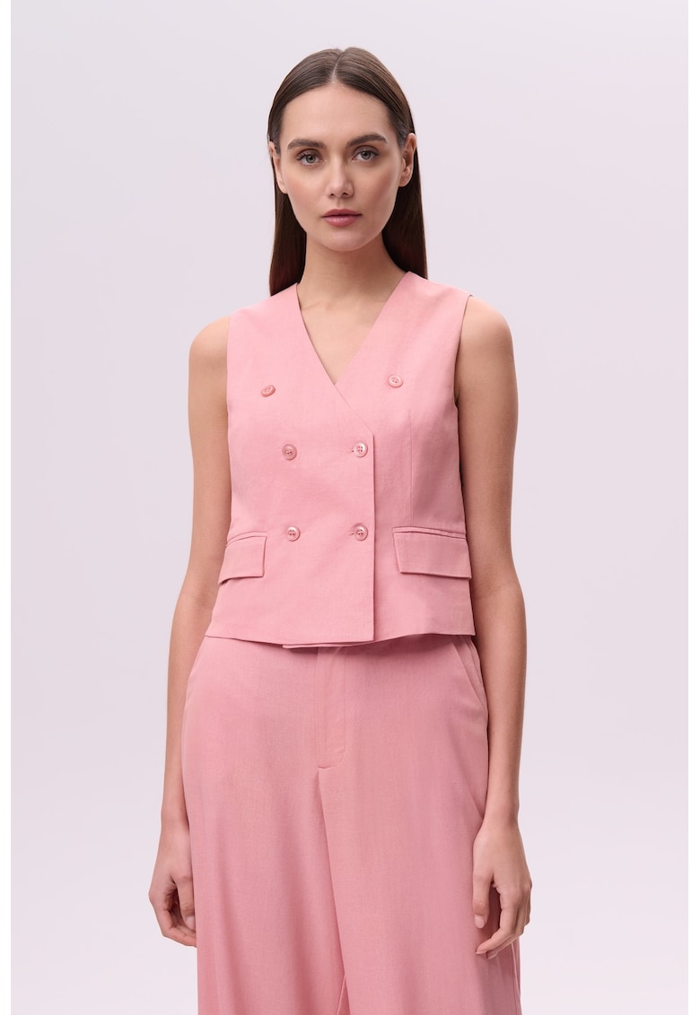 Vesta din amestec de in cu doua randuri de nasturi