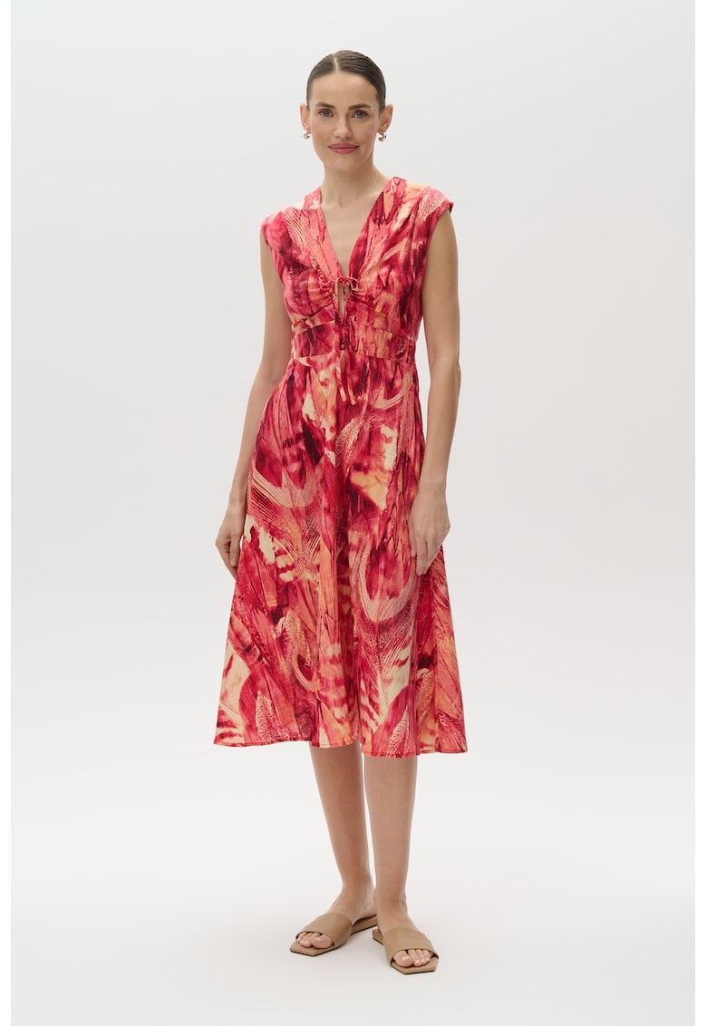 Rochie din amestec de in cu decupaj