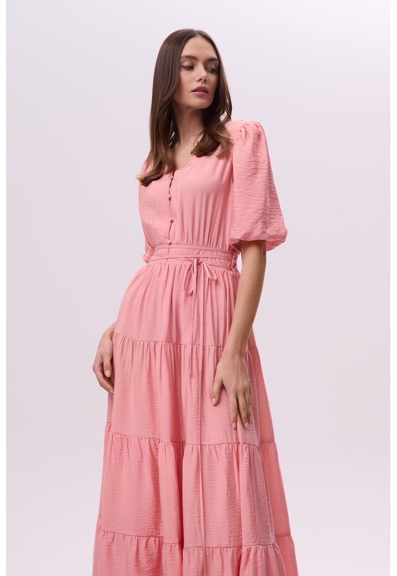 Rochie lunga cu volane si croiala A