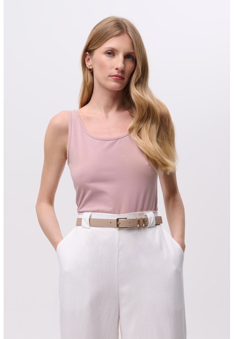 Top uni cu decolteu rotund