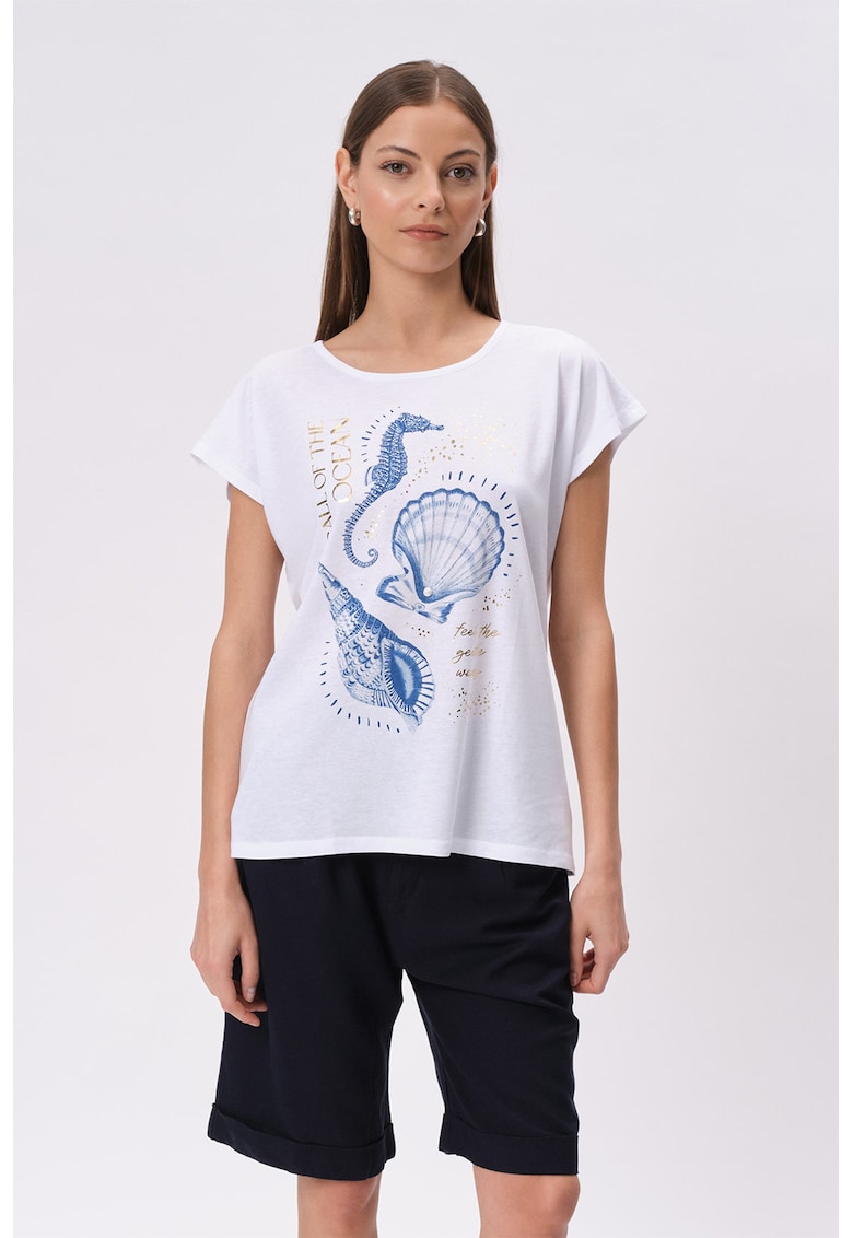 Tricou din amestec de modal cu decolteu rotund