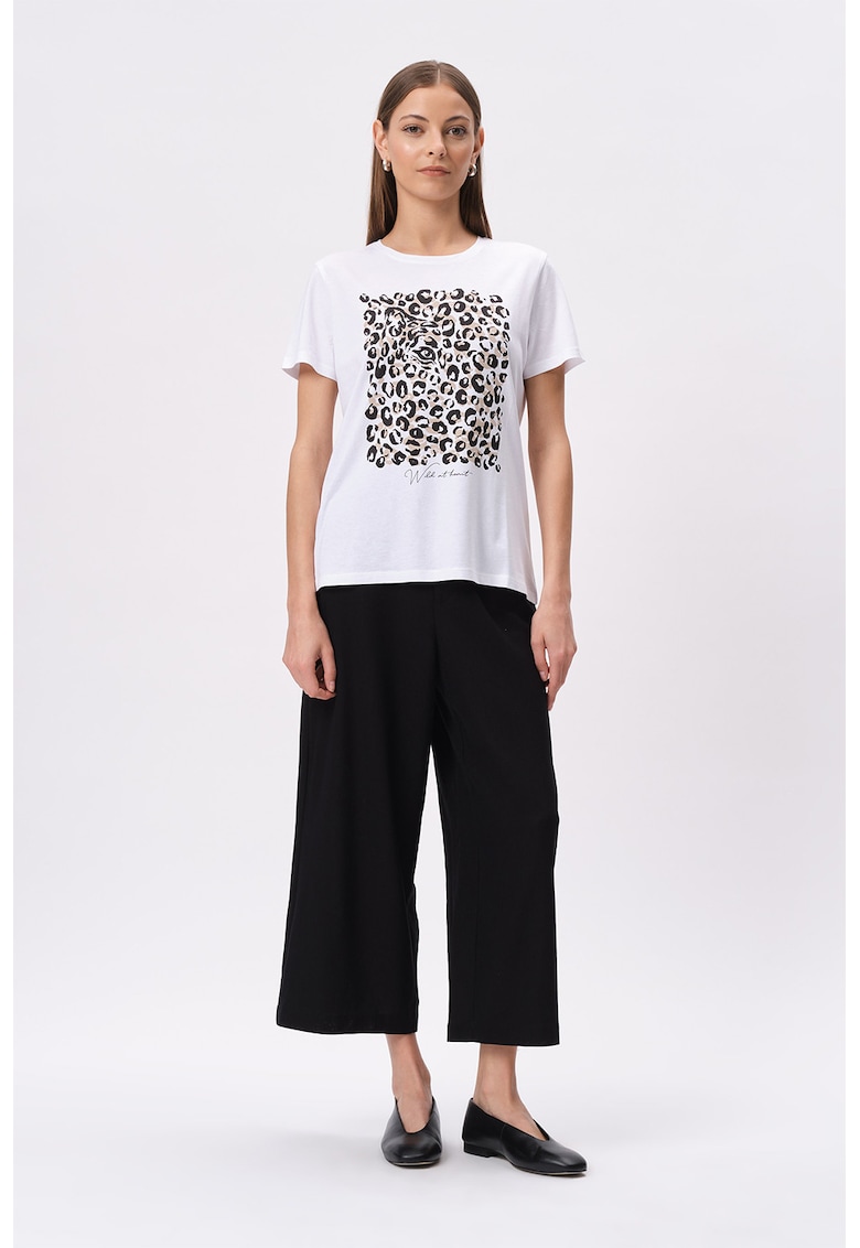 Tricou din amestec de bumbac cu animal print
