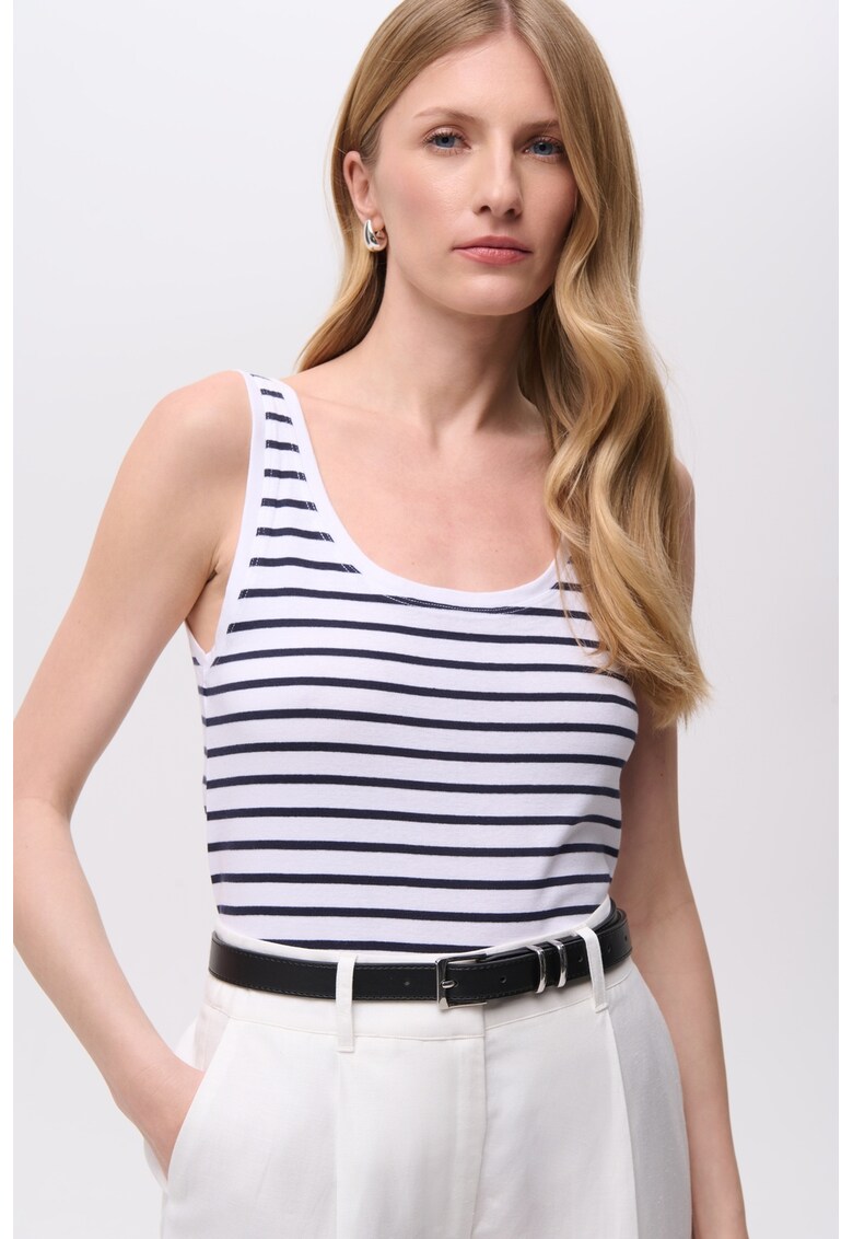 Top cu decolteu amplu - Negru/Alb optic