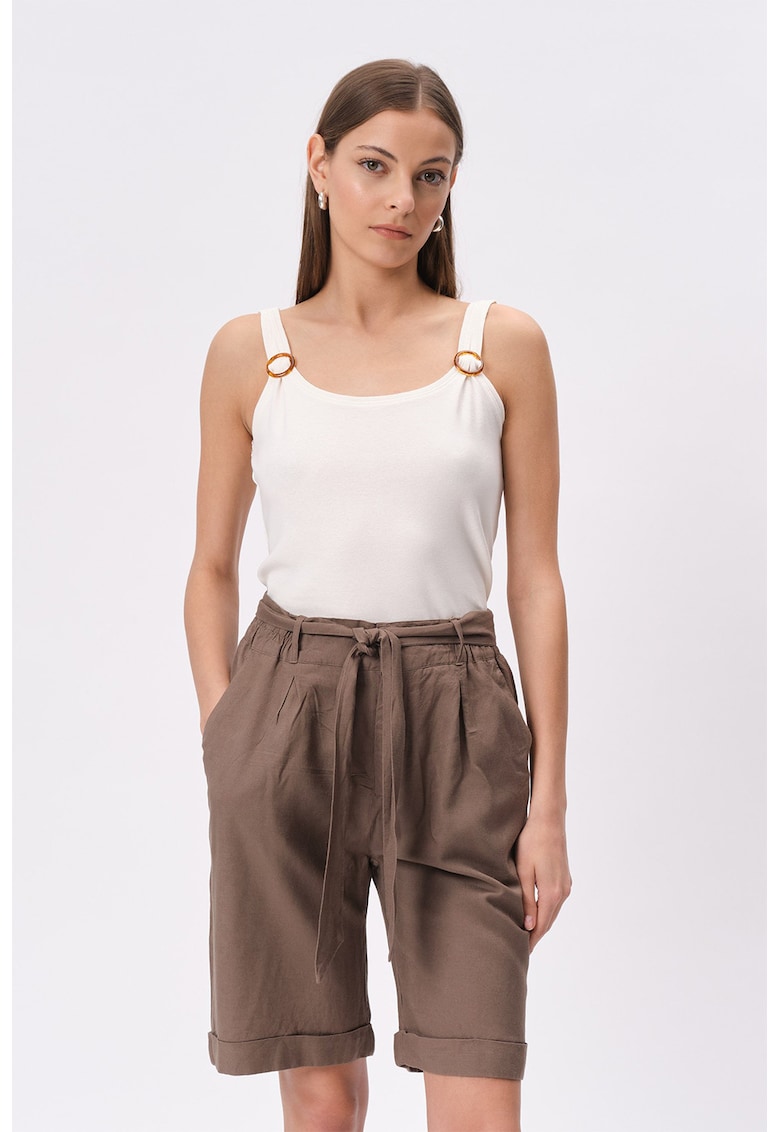 Top cu decolteu rotund - Alb