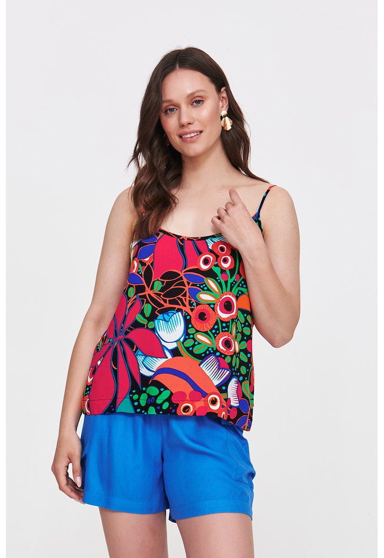 Bluza fara maneci cu model floral Bluza fara maneci cu model floral