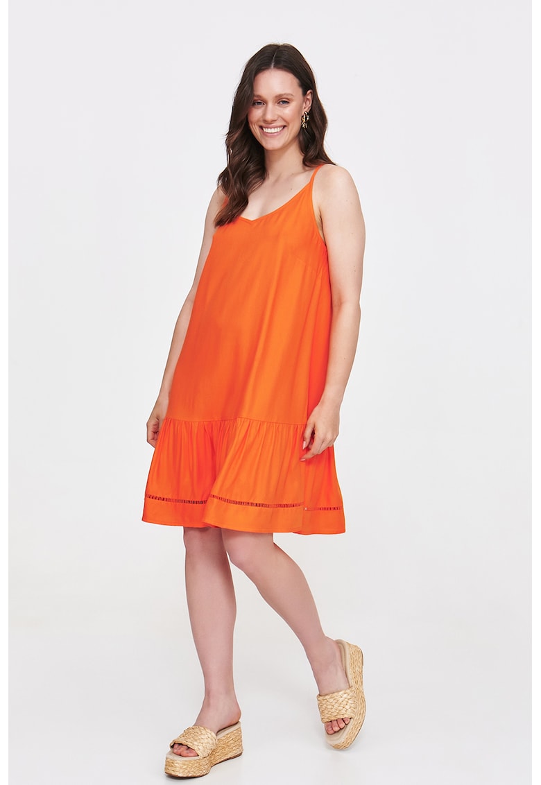 Rochie lejera cu decolteu patrat - Portocaliu deschis