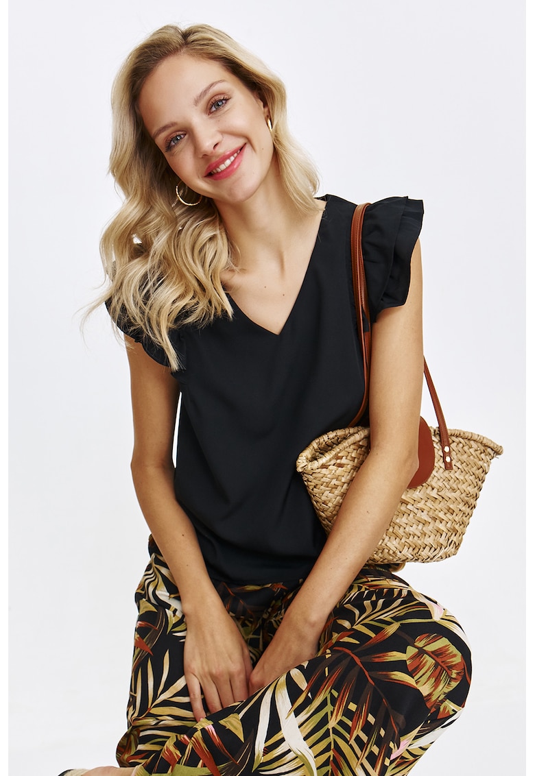 Bluza cu maneci scurte si decolteu in V