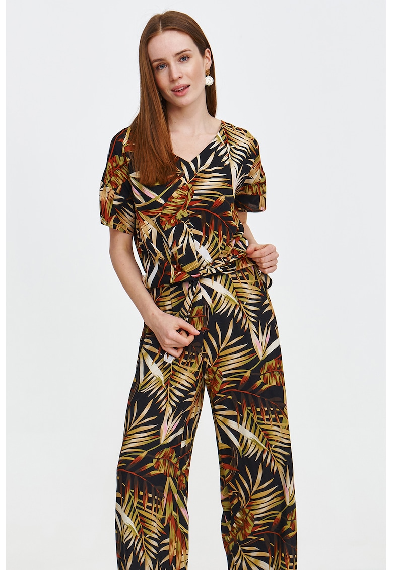 Bluza cu maneci scurte si model tropical