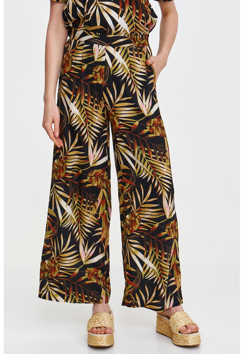 Pantaloni ampli cu imprimeu tropical