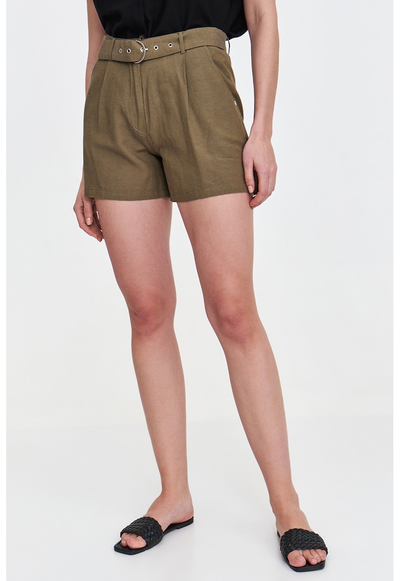 Pantaloni scurti cu talie inalta - Verde masliniu