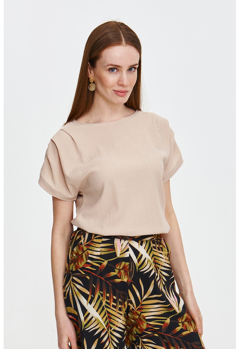 Bluza cu maneci scurte si detalii plisate