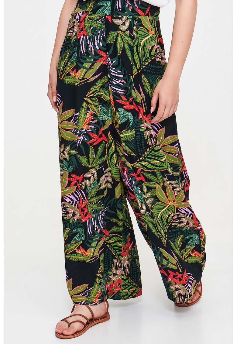 Pantaloni ampli cu design tropical