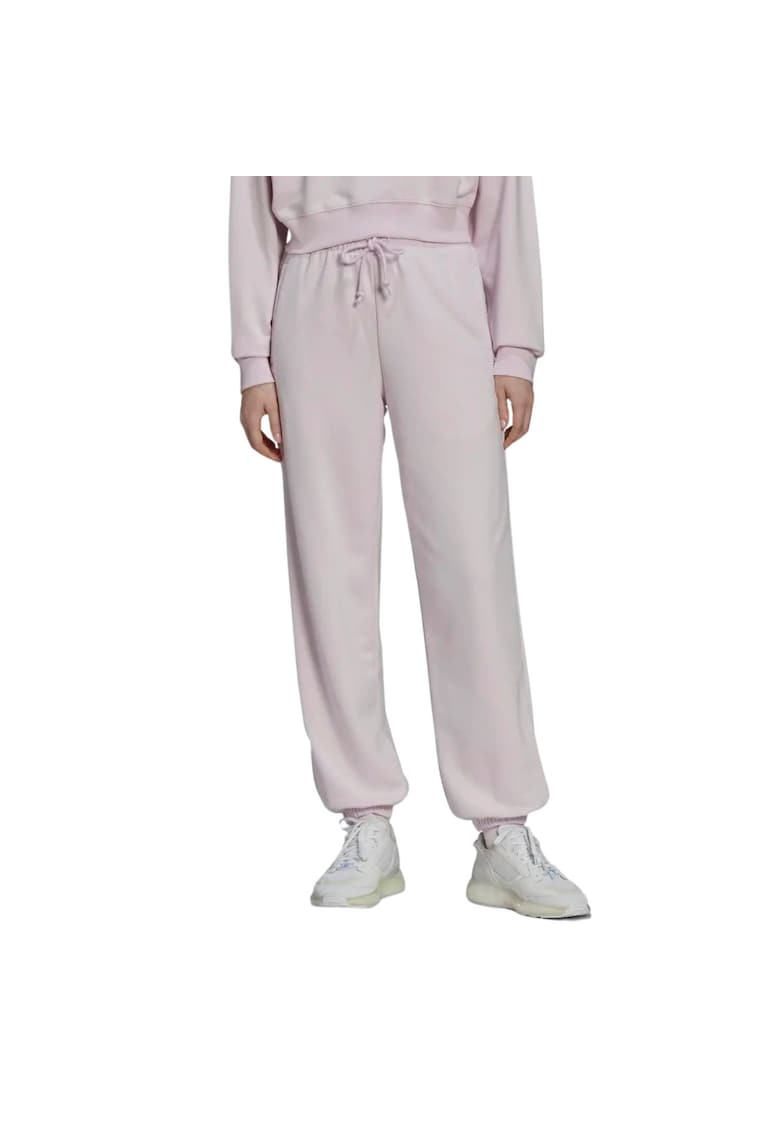 Pantaloni sport dama roz - bumbac - poliester reciclat - cu talie inalta - cu buzunare - M