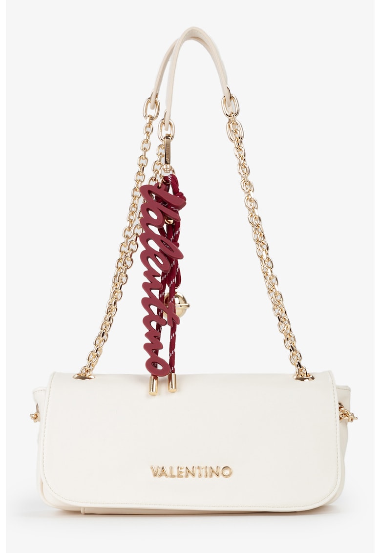 Geanta crossbody cu accesoriu logo detasabil - Alb murdar