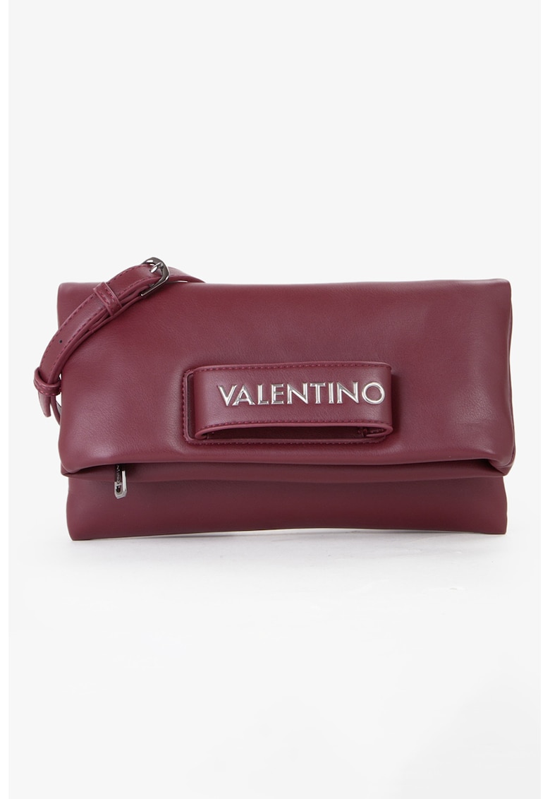 Geanta crossbody de piele ecologica cu clapa - Visiniu