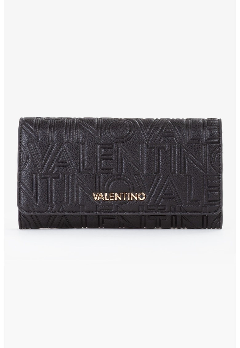 Portofel de piele ecologica cu clapa si model monograma Pansy