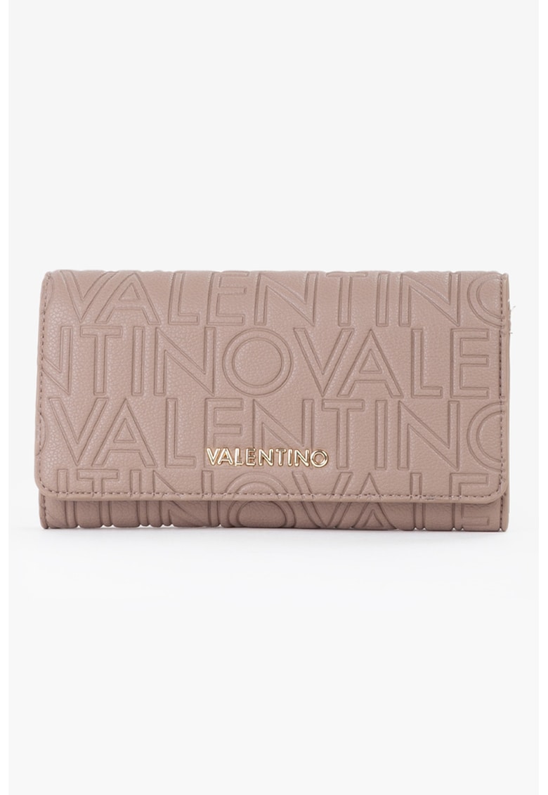 Portofel de piele ecologica cu clapa si model monograma Pansy