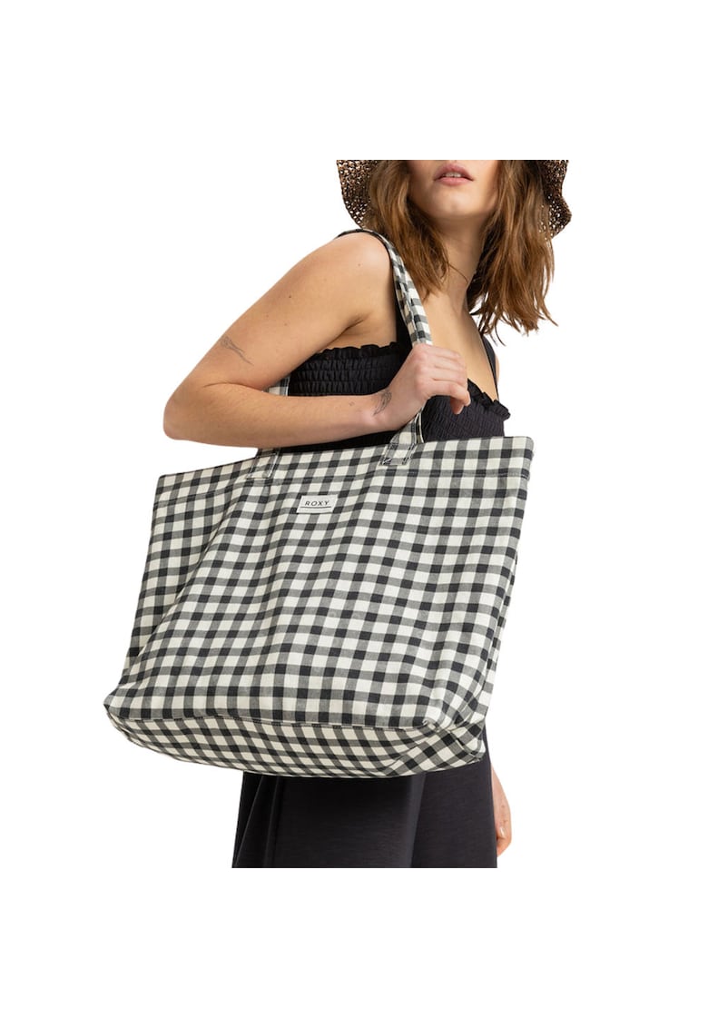 Geanta tote model Sweeter Than Honey - dimensiuni 36x40x17cm - culoare negru cu buline mari.