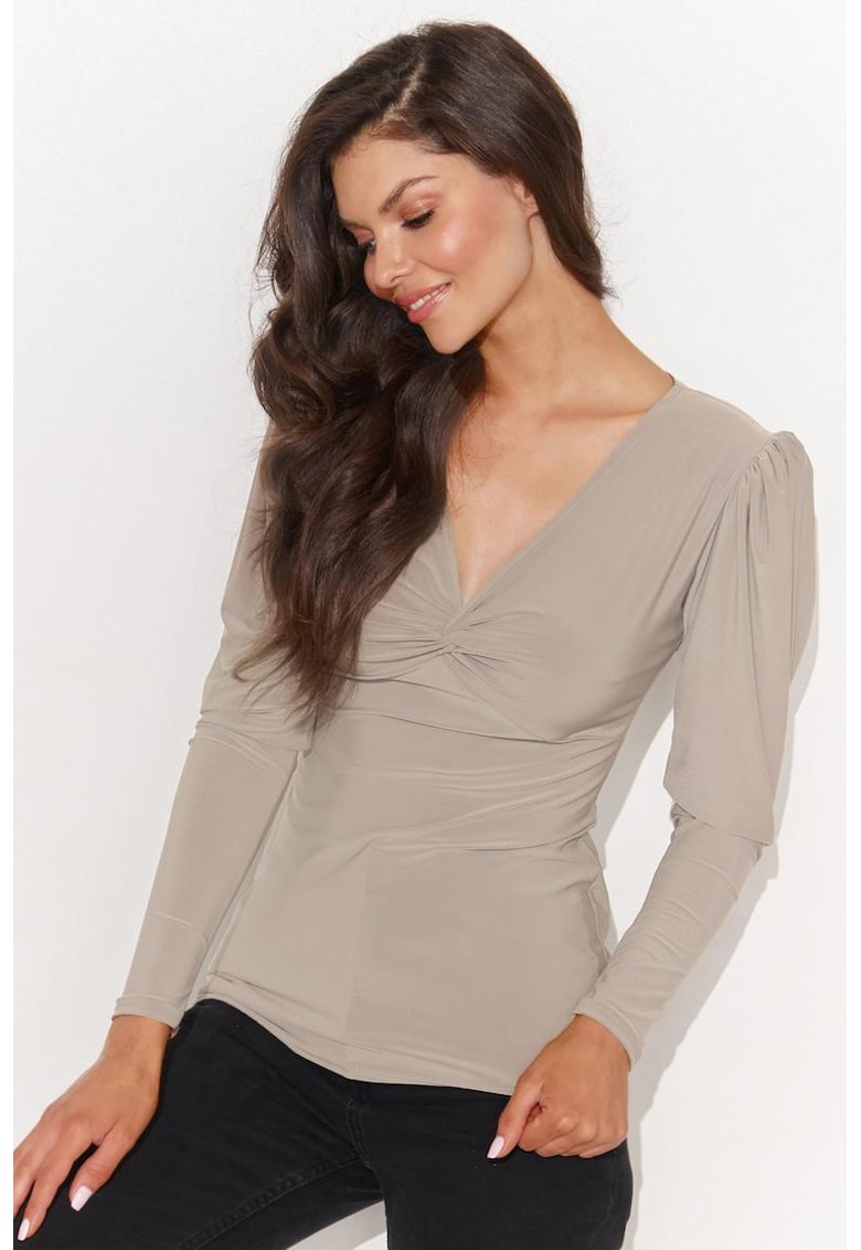 Bluza cu decolteu in V si detaliu rasucit