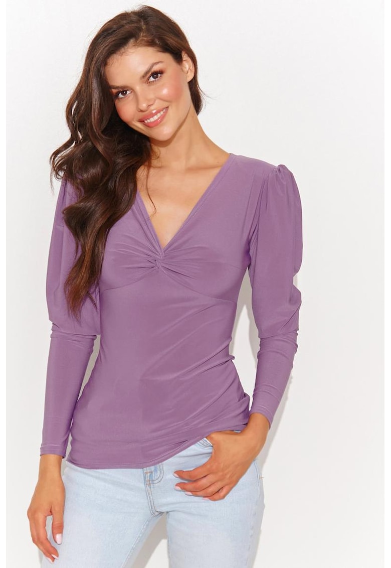 Bluza cu decolteu in V si detaliu rasucit -