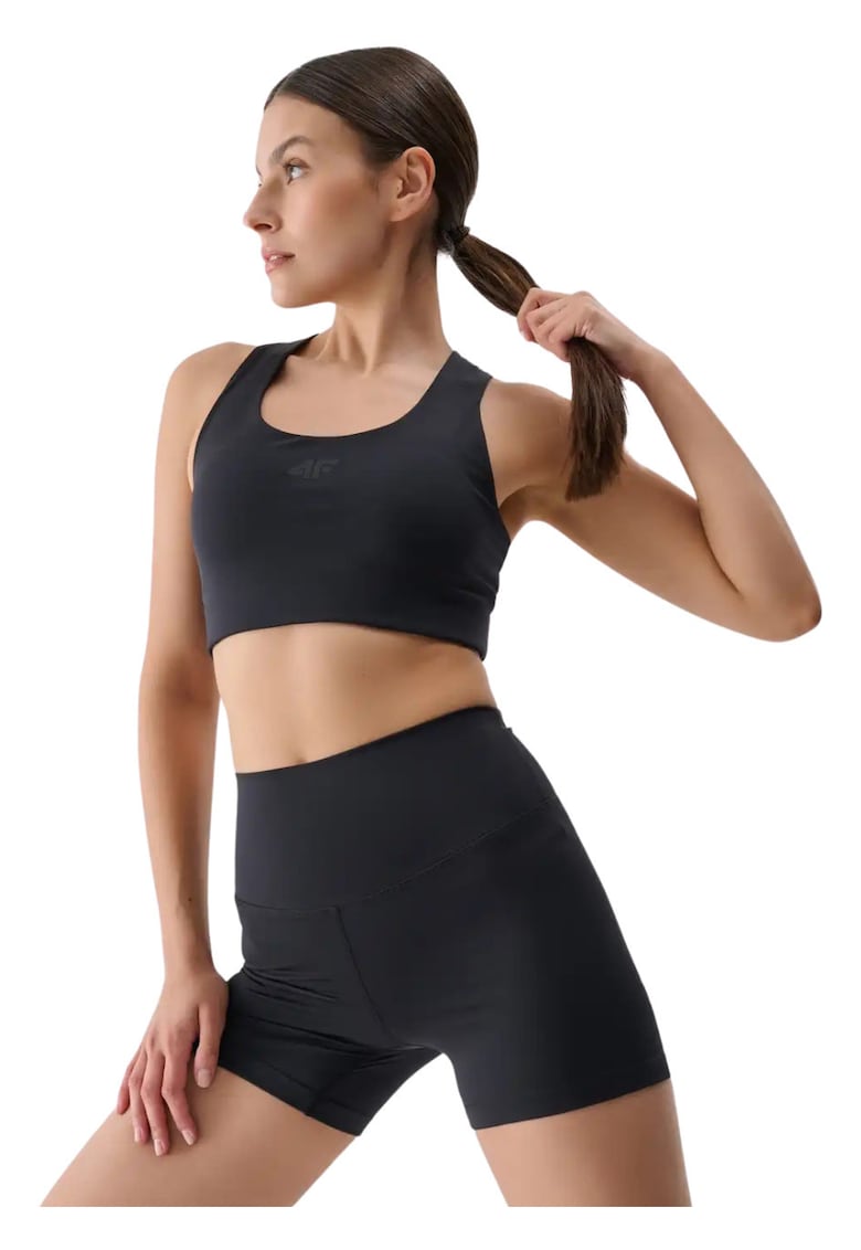 Colanti scurti de dama negru intens - talie inalta - croiala slim - poliester -